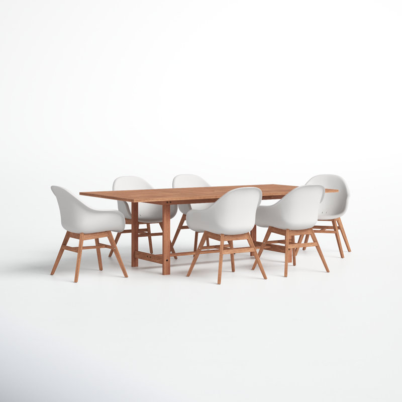 Anautica 6 - Person Wood Patio Dining Set with Rectangular Table