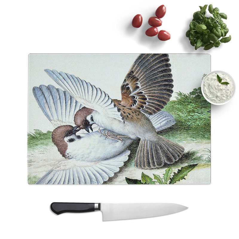 Tempered Glass Two Birds by Lang Shining Chopping Board, 28.5 cm W x 20 cm L