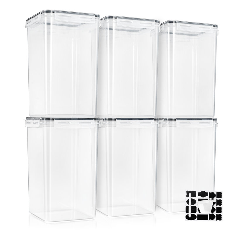 Contenant alimentaire hermétique Sorbus avec couvercles verrouillables, tasses à mesurer et étiquettes - paquet de 6 (6,5 L / 219,79 oz)