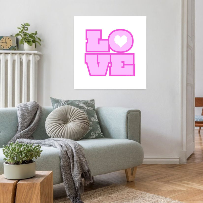 Art mural abstrait contemporain Love Love, H 32 po x l 32 po