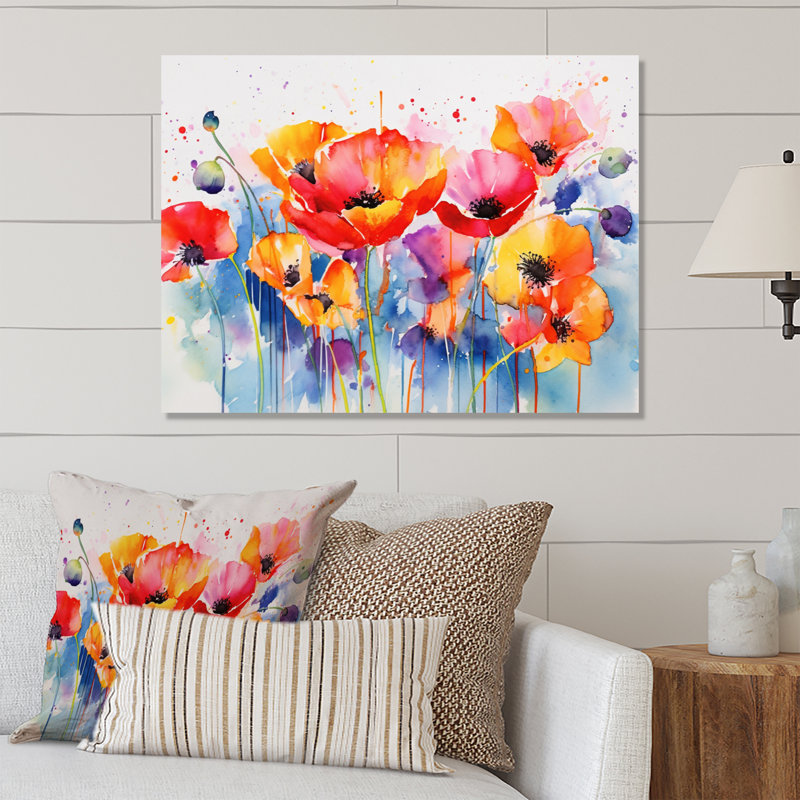 Vibrant Poppies II - décoration murale florale en métal, H 12 po x l 20 po x P 1 po