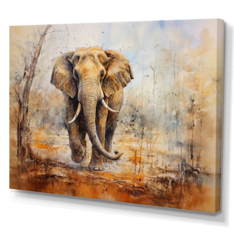 Faune éléphant majestueux I, H 16 po x l 32 po x P 1 po, Toile tendue