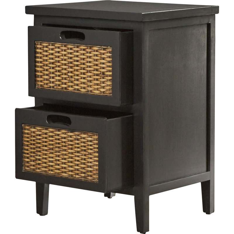 Aprille 16.9'' W Solid Wood Nightstand, Black