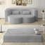 Canapé-lit moderne avec 2 coussins, canapé-lit en velours côtelé moelleux convertible, matelas pliant double de 15 po pour le salon, lit d'invité, sans assemblage requis, gris clair-2075486744