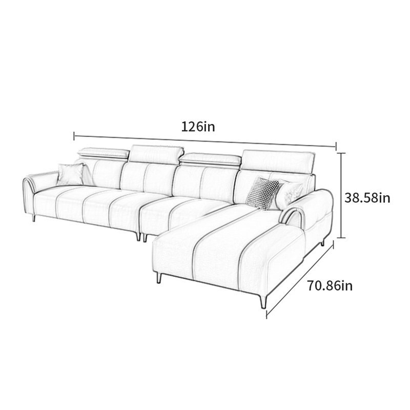 Canapé de luxe American Modern, H 38,58 po x l 126 po x P 70,86 po
