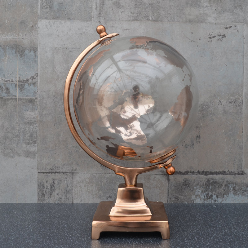 Metal Tabletop Globe, 24cm H x 14cm W x 14cm D