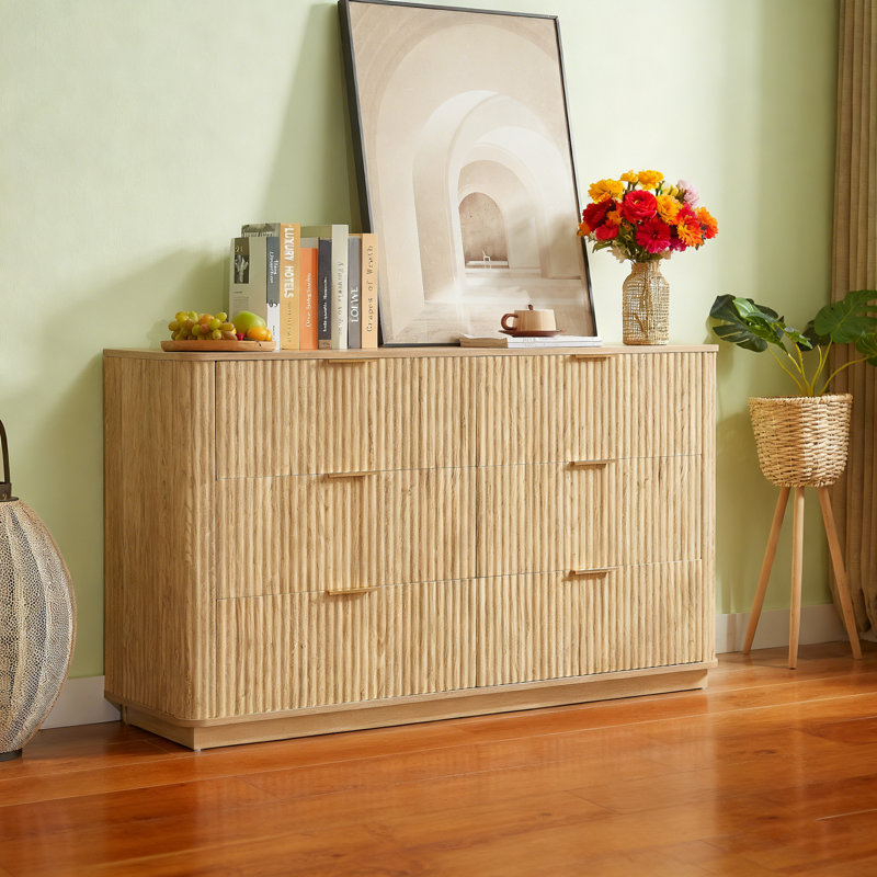 Commode 6 tiroirs l 55 po, Chêne