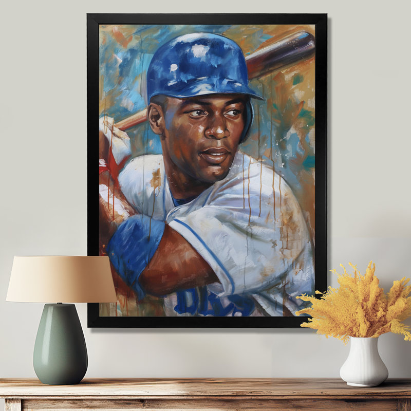 Portrait de légende du baseball sur le terrain I - décoration murale baseball sport, Toile tendue, H 20 po x l 12 po x P 1 po