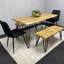 Wooden Dining Table with 2 Benches and 2 Velvet Chairs-24359741-10795793