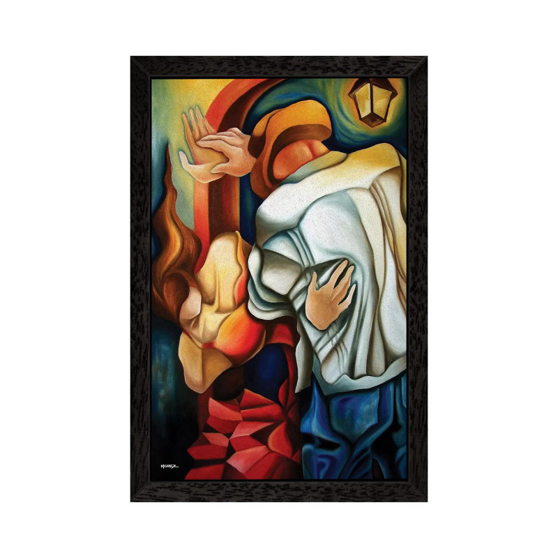 Dancers 1 Piece Painting on Canvas, 101.6 cm H x 66.04 cm W, Black Picture Framed