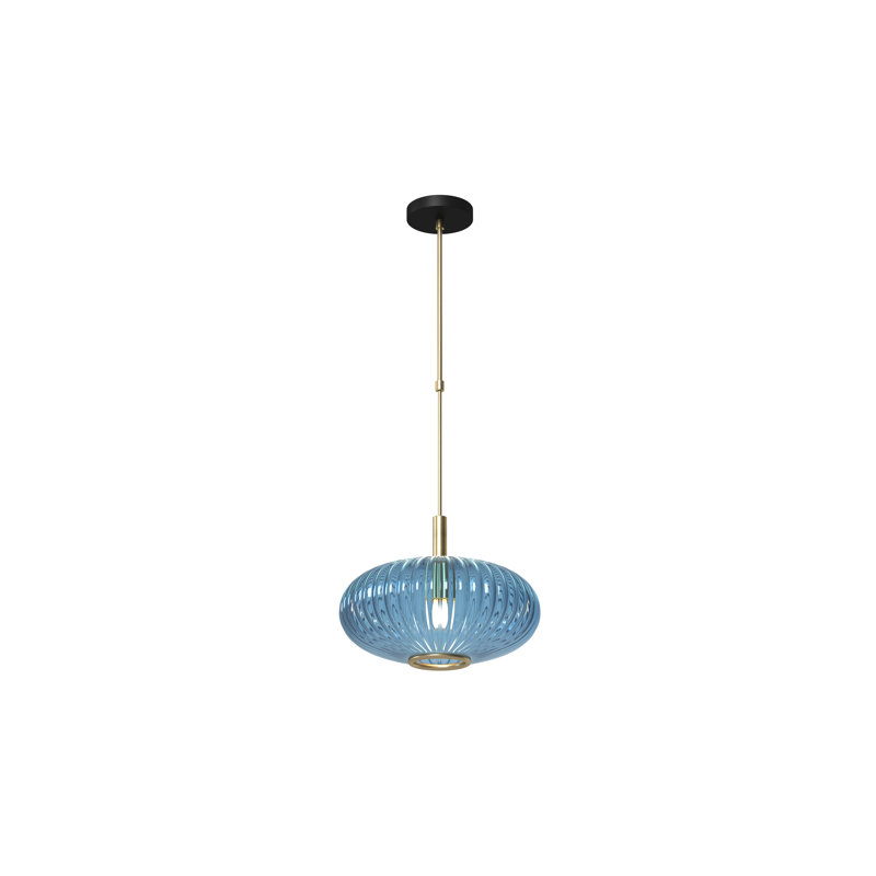 Luminaire suspendu simple 12 po Prohibition par RAM Game Room, Bleu, Laiton