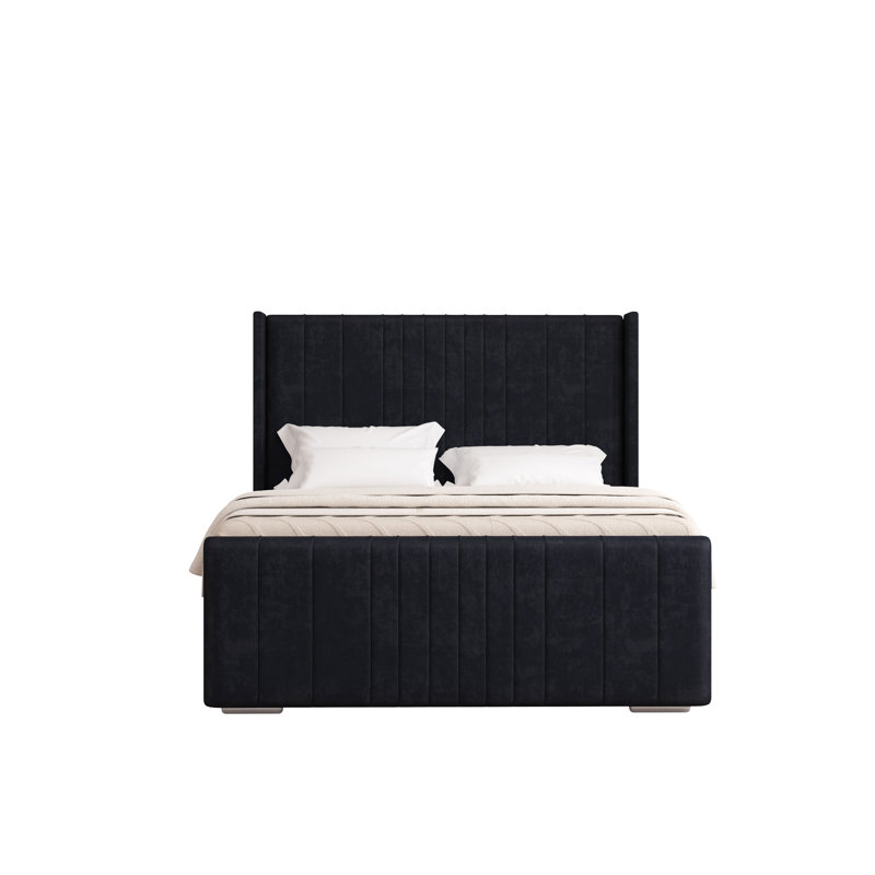 Denzel Upholstered Bed Frame, Small Double (4'), Black