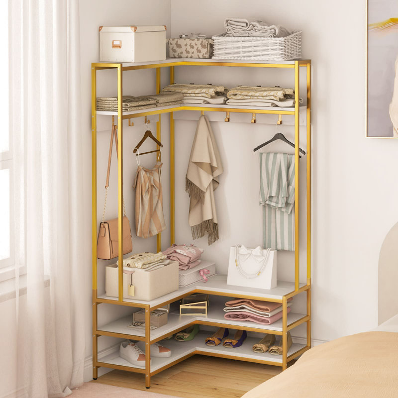 90cm Clothing Rack, White/Gold