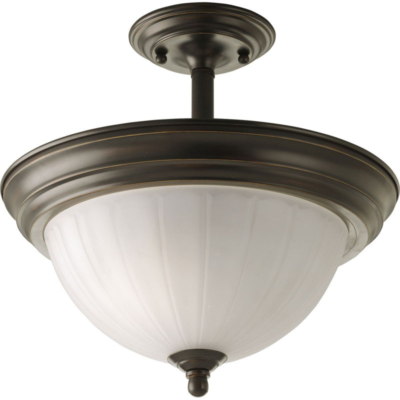 Plafonnier semi-encastré 13,25 po 2 lumières Micadeau, Bronze antique