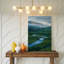Toile, "Un paysage serein avec une rivière sinueuse qui coule à travers un luxuriant art" Green Hills "avec un pont en bois rustique, art mural sur toile-827848977