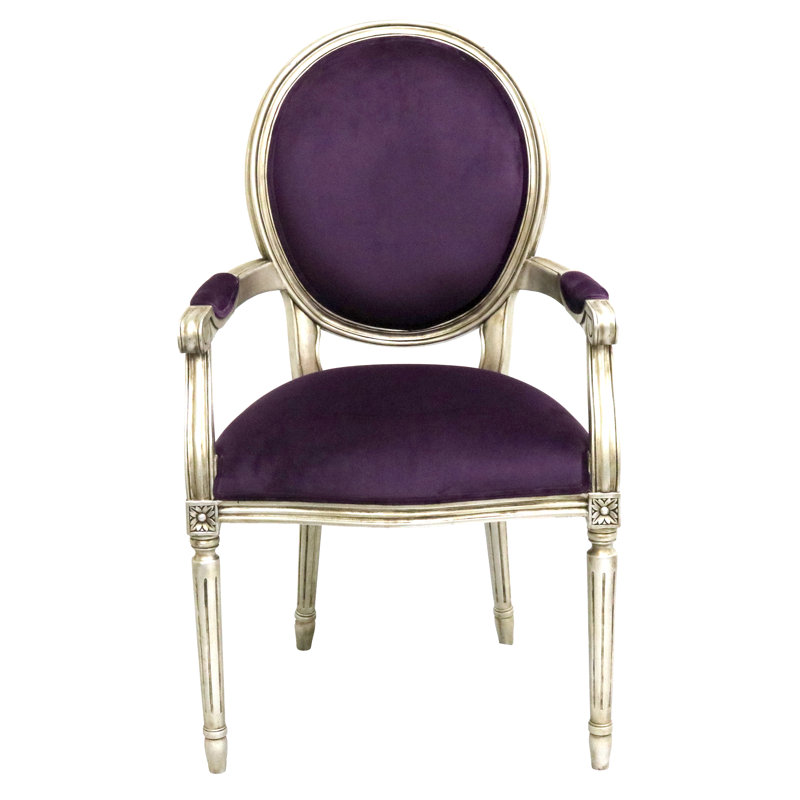 Chaise Louis Louis, Argent argent, Polyester mauve
