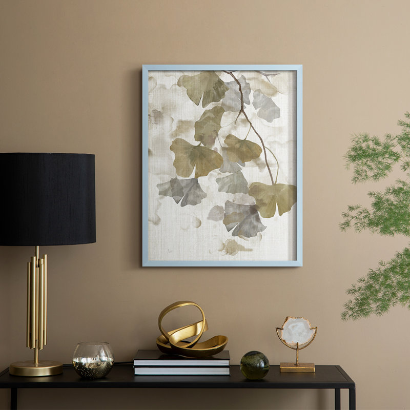 Reproduction encadrée Ginkgo Accent II - bois massif, H 21 po x l 17 po, Blue