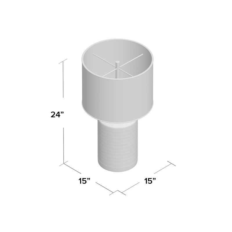 Gold Trim White Ceramic Cylindrical Nightstand Lamp