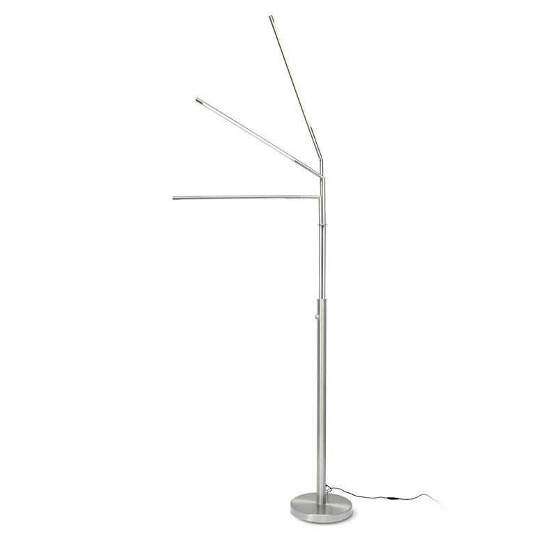 Lampe sur pied réglable à 3 lumières 24W Orren Ellis Anupama, Nickel brossé