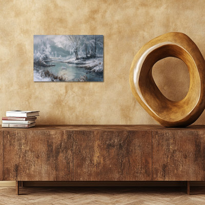 Winter Winter Wall Decor - Swan Winter Landscape, art mural sur toile pour le salon