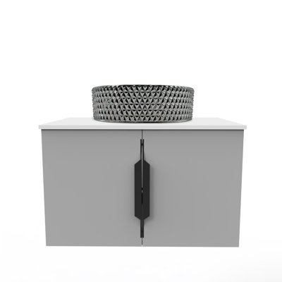 Ensemble de meuble-lavabo flottant simple 24 po avec lavabo vasque en verre trempé Wildsee Wildsee
