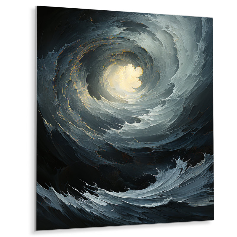 «White and Black Abstract Spiral Waves», art mural abstrait en métal, H 32 po x l 24 po x P 1 po