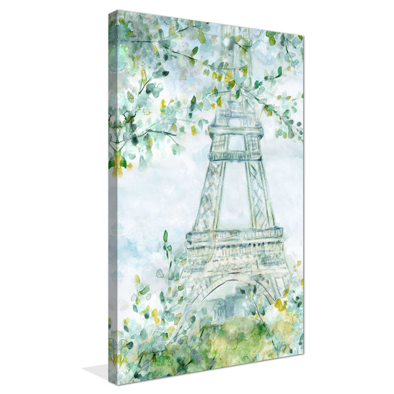 «Paris Blooming» par Carol Robinson - Peinture, L 18 po x H 30 po, Toile tendue