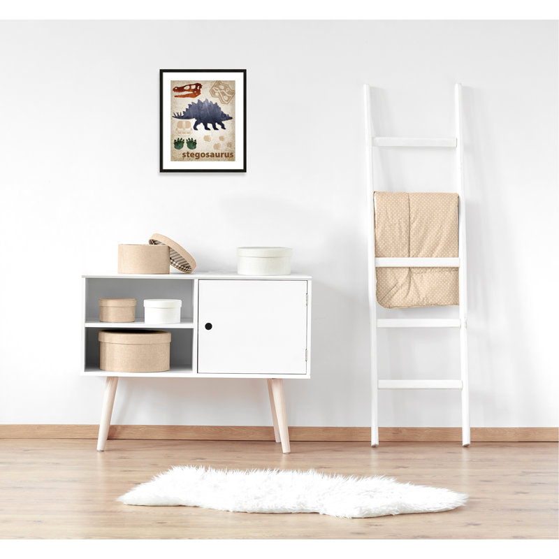 Décalcomanie murale Dinosaures-02 ', H 25,5 po x l 21,5 po x P 1,1875 po, Encadré de boîte à grain de bois noir