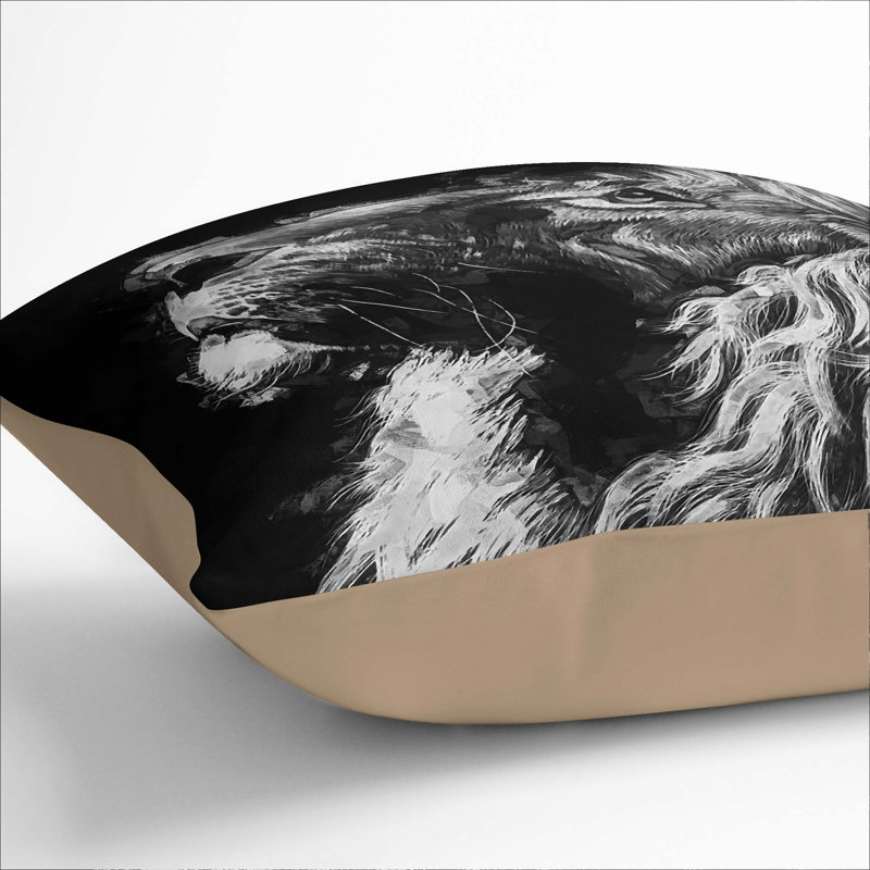 Majestic Lion Cushion with Filling, 55cm H x 55cm W x 20cm D, Stone