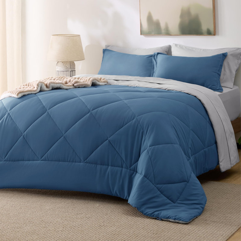 Best Seller Bedsure Comforter Set Reversible Bedding for All Seasons-89GSM, Queen Comforter + 4 Additional Pieces