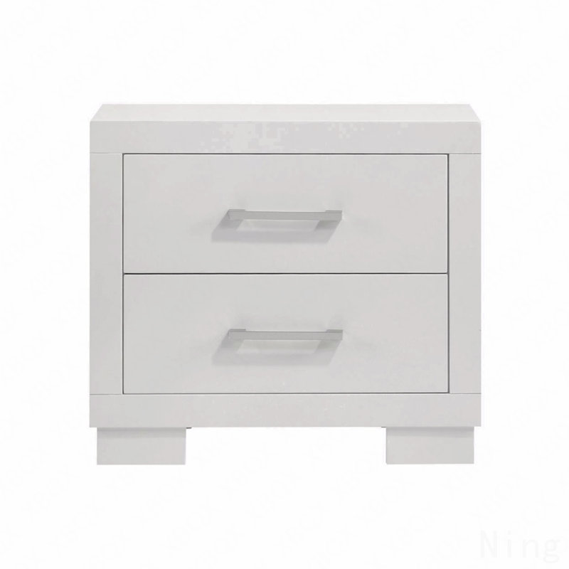 Table de chevet 2 tiroirs en panneau de fibres à densité moyenne blanc