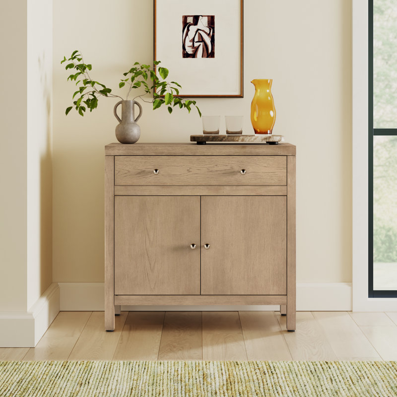 Celine 2-Door Solid Wood Accent Cabinet, Light Oak