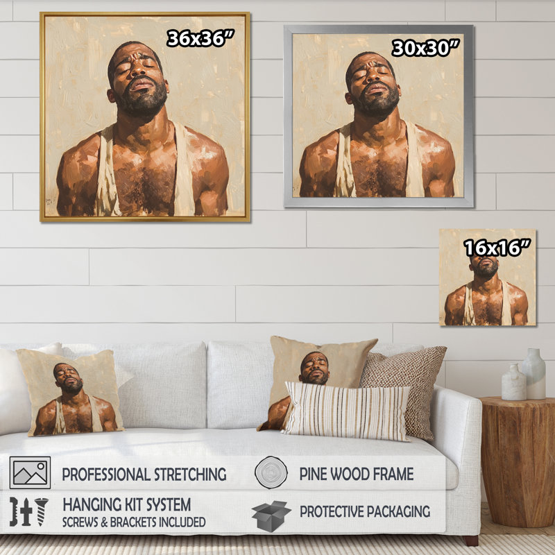 «African American Man Memory - Men», reproduction d'art sur toile, Reproduction avec cadre flottant, Silver, 30" H x 30" W