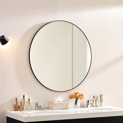 Miroir de salle de bain 36 pouces, cadre rouille, suspension à 360 degrés, idéal pour le décor de la chambre à coucher en verre ultra étroit, installation simple et sécuritaire,