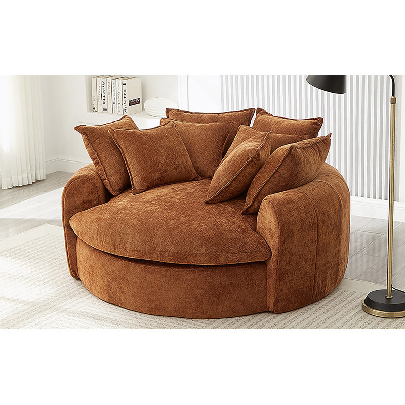 Canapé-lit rembourré à dossier plein et rembourré avec 8 coussins décoratifs pour salon, 59,8 po, Orange