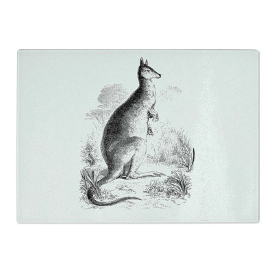 Tempered Glass a Kangaroo Illustration Chopping Board