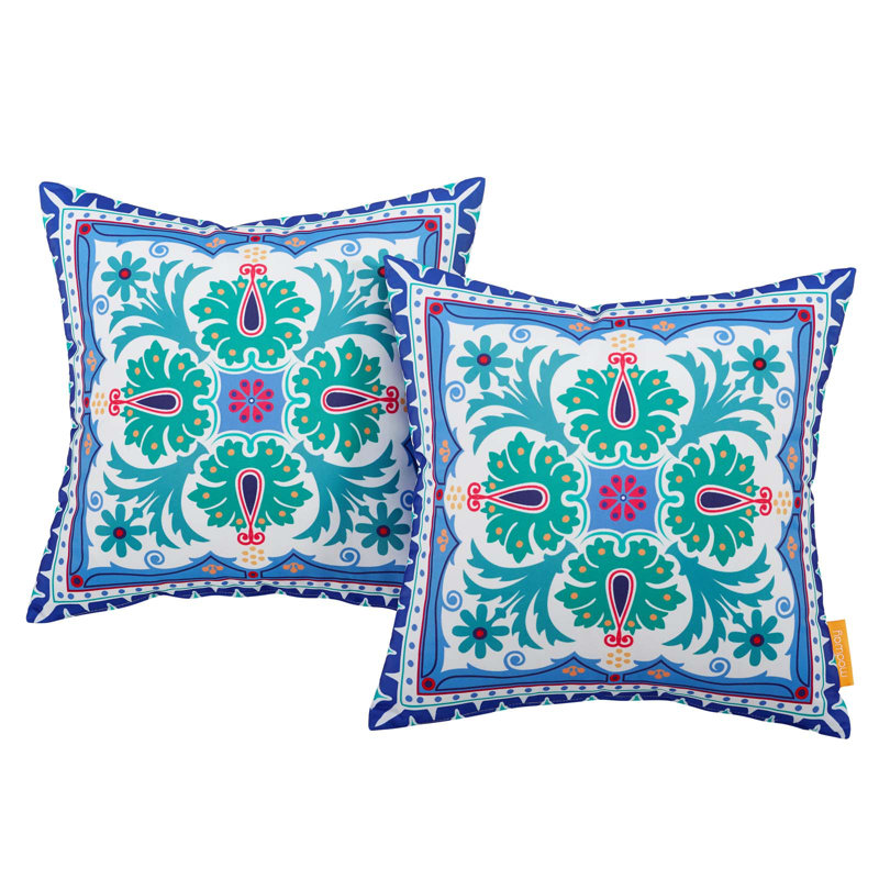 Clover Floral Pattern Outdoor Square Pillow Set