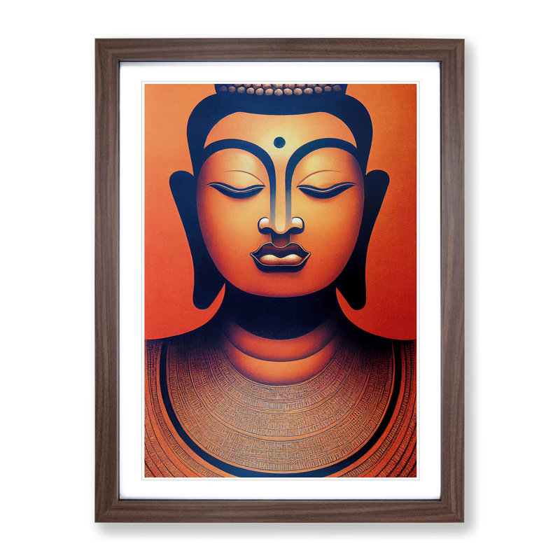 Soulful Buddha - Single Picture Frame Print, 46cm H x 34cm W x 2cm D, Walnut