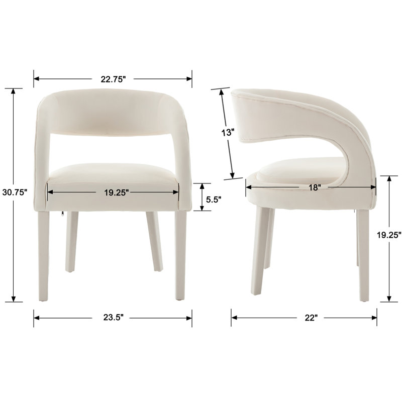 Chaises de salle à manger rembourrées modernes avec accoudoirs pour la cuisine / salle à manger / salon, Crème, crème, 2