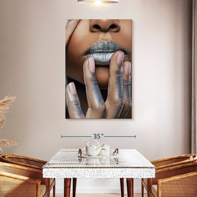 Shuttleworth Metallic Silver Lips, 48" H x 32" W