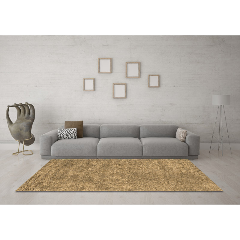 Tapis contemporains brun lavable à la machine 2732, Rond 3 pi