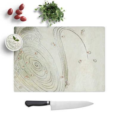 Tempered Glass Wave Illustration by Watanabe Seitei Chopping Board