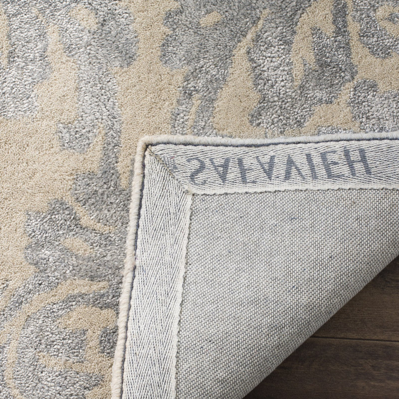 Tapis ivoire / argent en laine / viscose touffeté à la main Domingues, Carré 5 pi