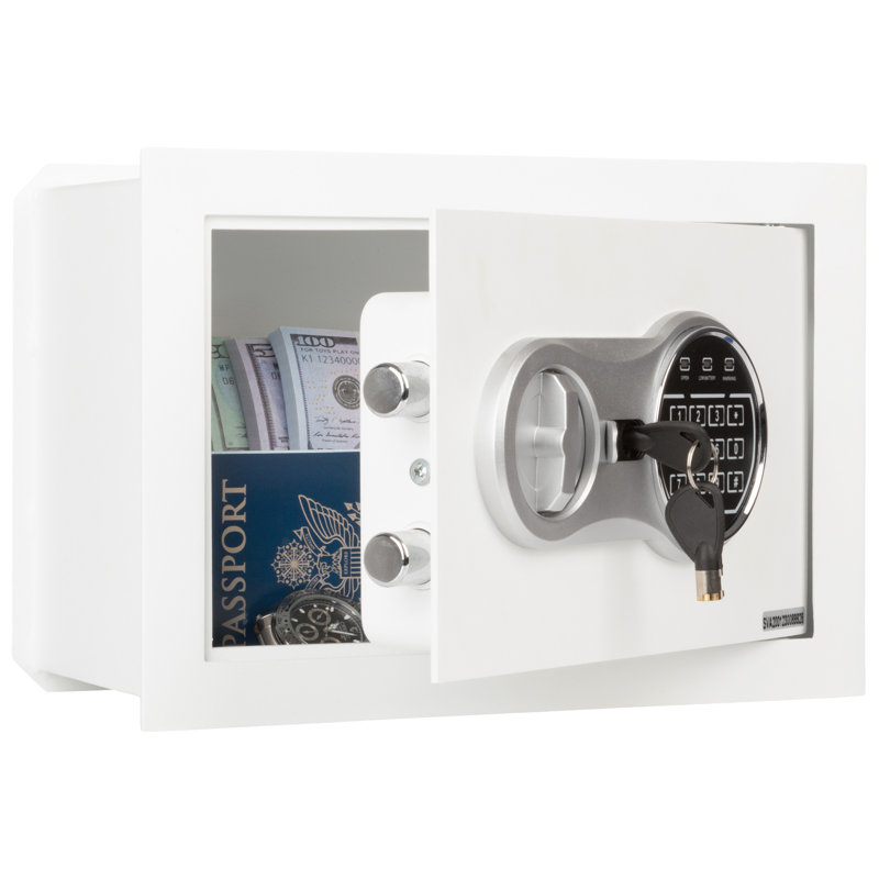 Paragon Wall Safe - Digital Safety Box with Passcode for Quick Access and Backup Key - Personal Safe for Cash or Jewellery - Wall Safes