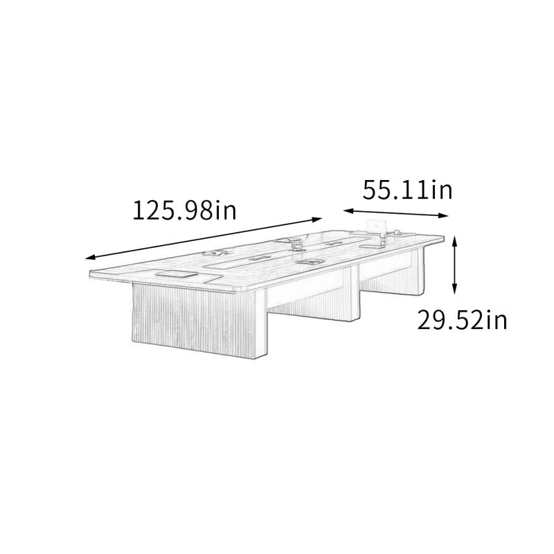 Table de conférence multi-personnes avec douille, H 29,52 po x L 125,98 po x l 55,11 po