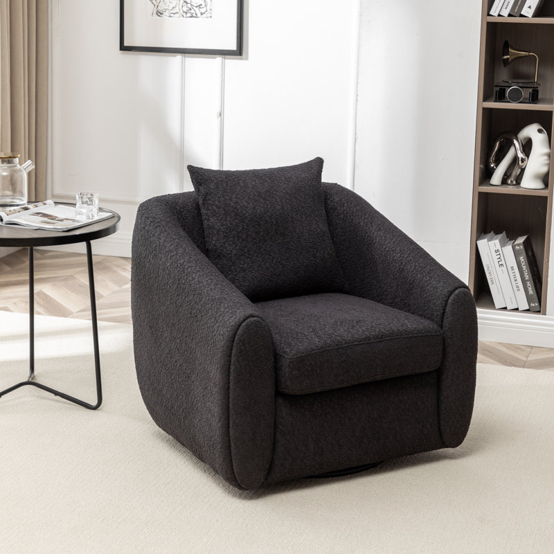 Shively 32'' Wide Upholstered Swivel Chair, Black