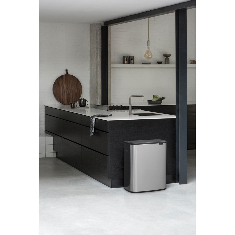 Brabantia Bo 16gal Touch Top Trash Can, Matte Steel Fingerprint Proof