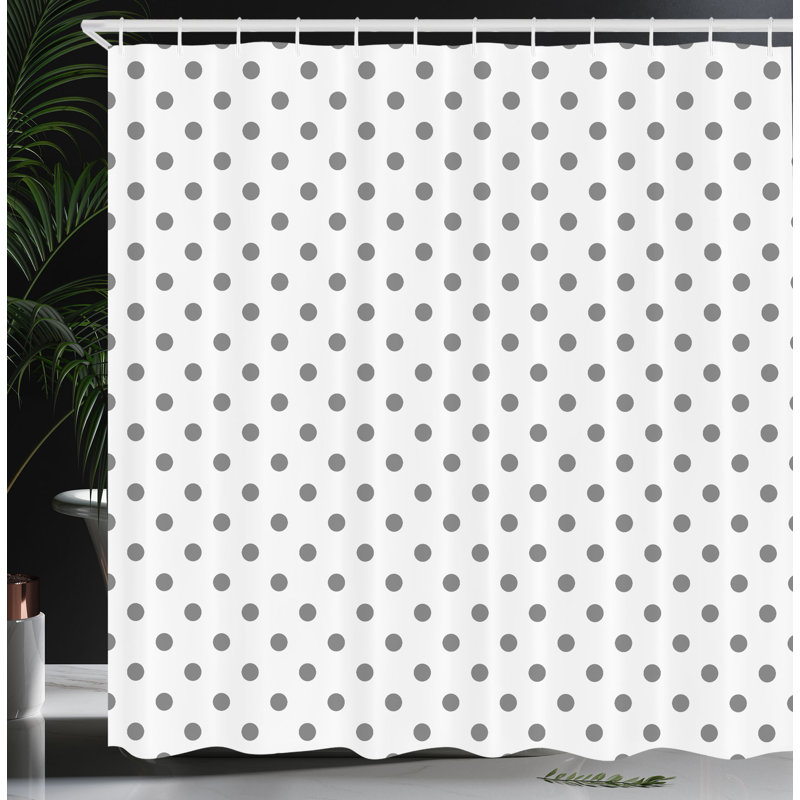  Rideau de douche simple à pois colorés, H 69 po x l 75 po, Gris clair