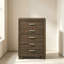 Commode vintage en bois massif brun à 5 tiroirs, meuble de rangement pour chambre à coucher