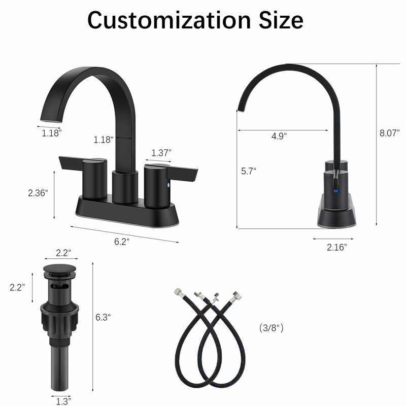 Robinet de salle de bain Cascade Elegance, Noir mat